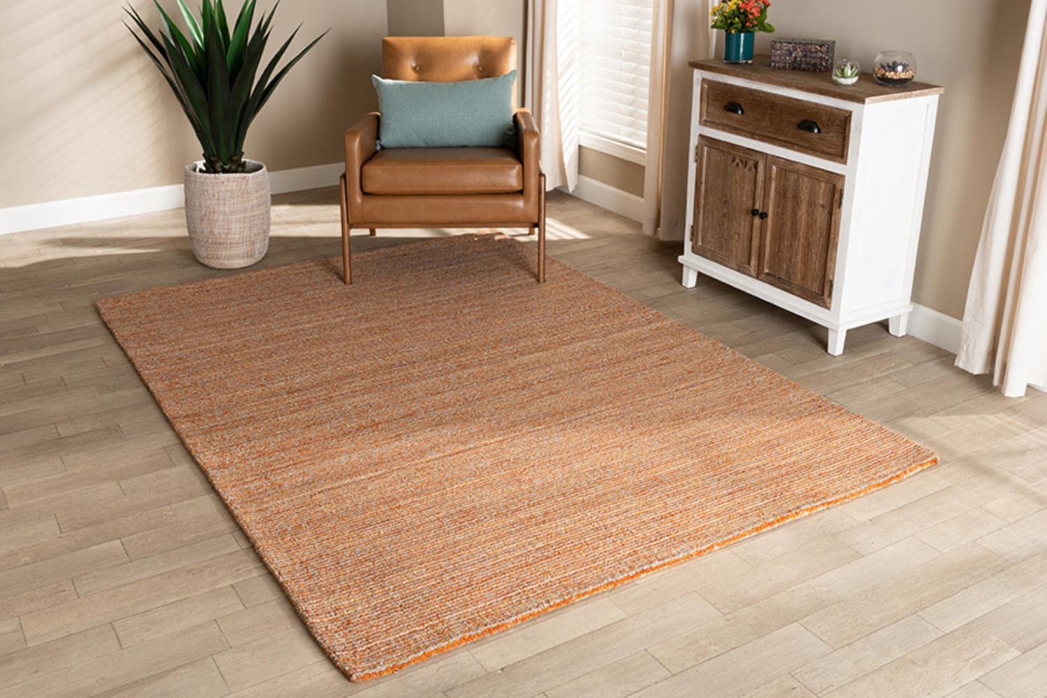 Baxton Studio Aral Modern and Contemporary Rust Handwoven Wool Area Rug