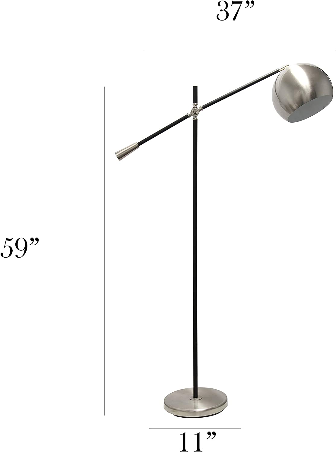 Simple Designs LF1024-BSN Pivot Arm Floor Lamp, Brushed Nickel
