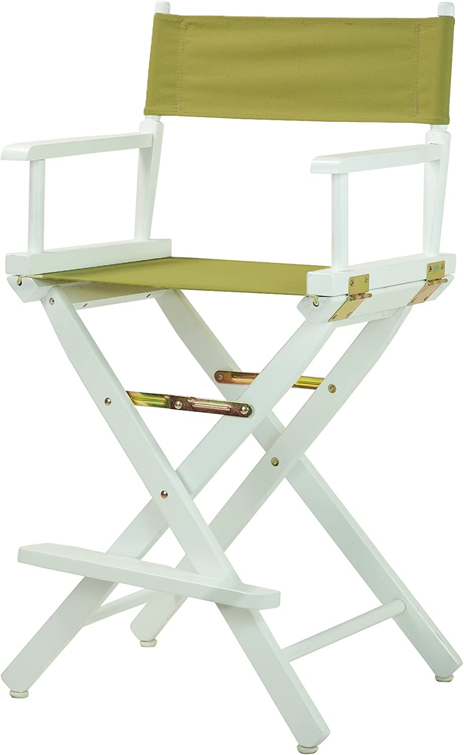 Casual Home 24&#34; Director&#39;s Chair White Frame with Olive Canvas, Counter Height
