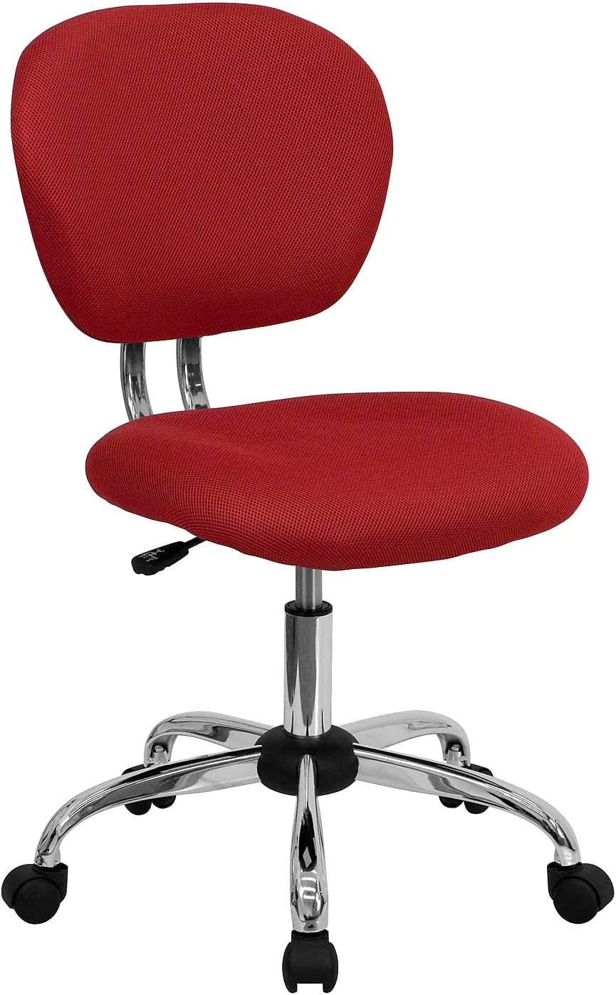 Flash Furniture Mid-Back Red Mesh Padded Swivel Task Office Chair with Chrome Base