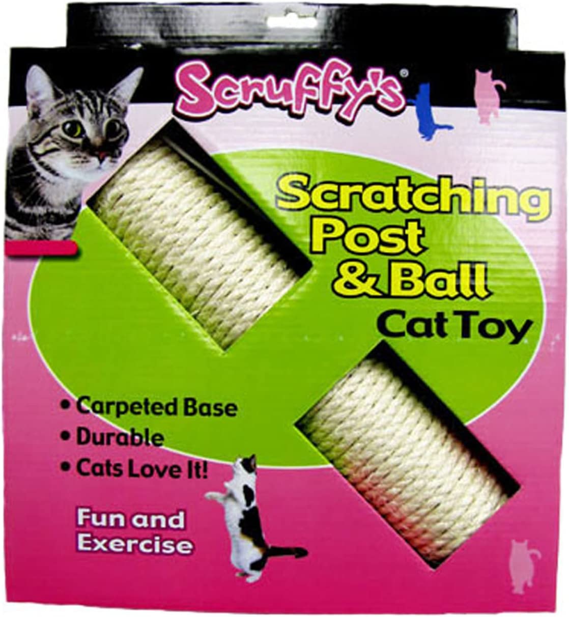 Boss Pet 32071 Scruffy&#39;s Sisal Scratching Post with Interactive Ball and Carpeted