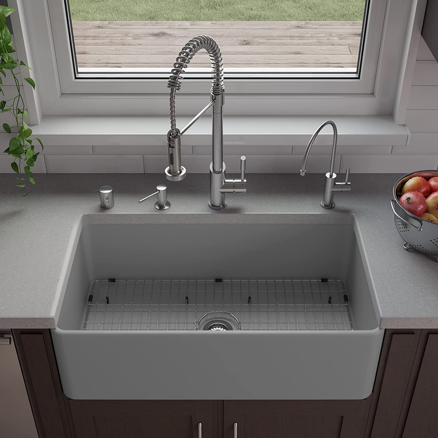 ALFI brand ABF3318S-GM Kitchen Sink, Grey Matte