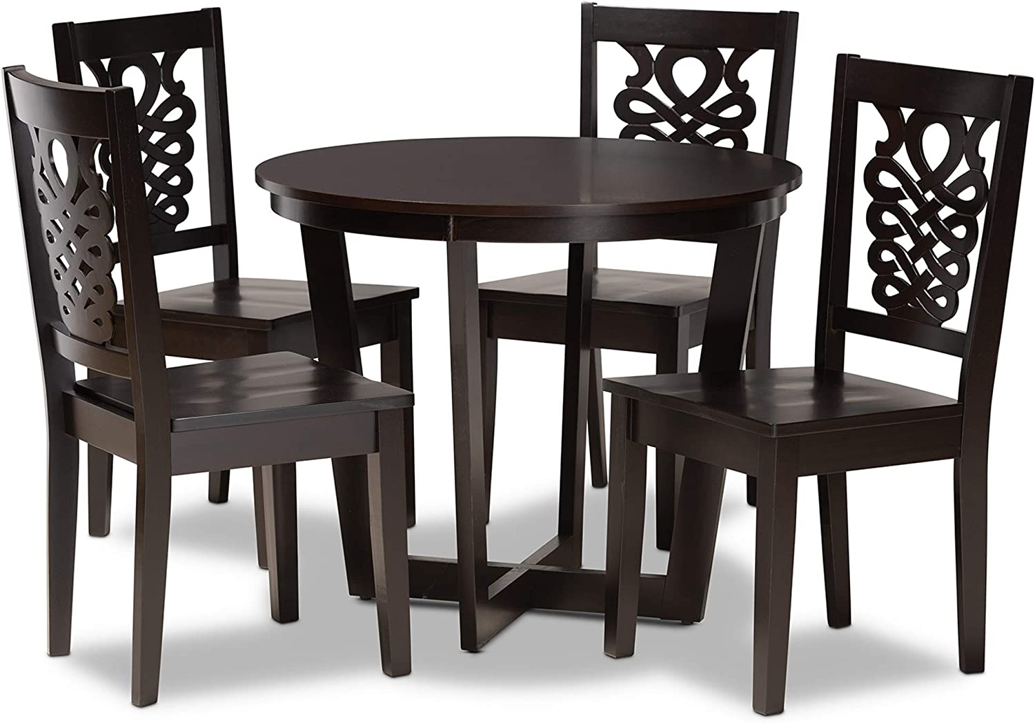 Baxton Studio Salida Modern and Contemporary Transitional Dark Brown Finished Wood 5-Piece Dining Set