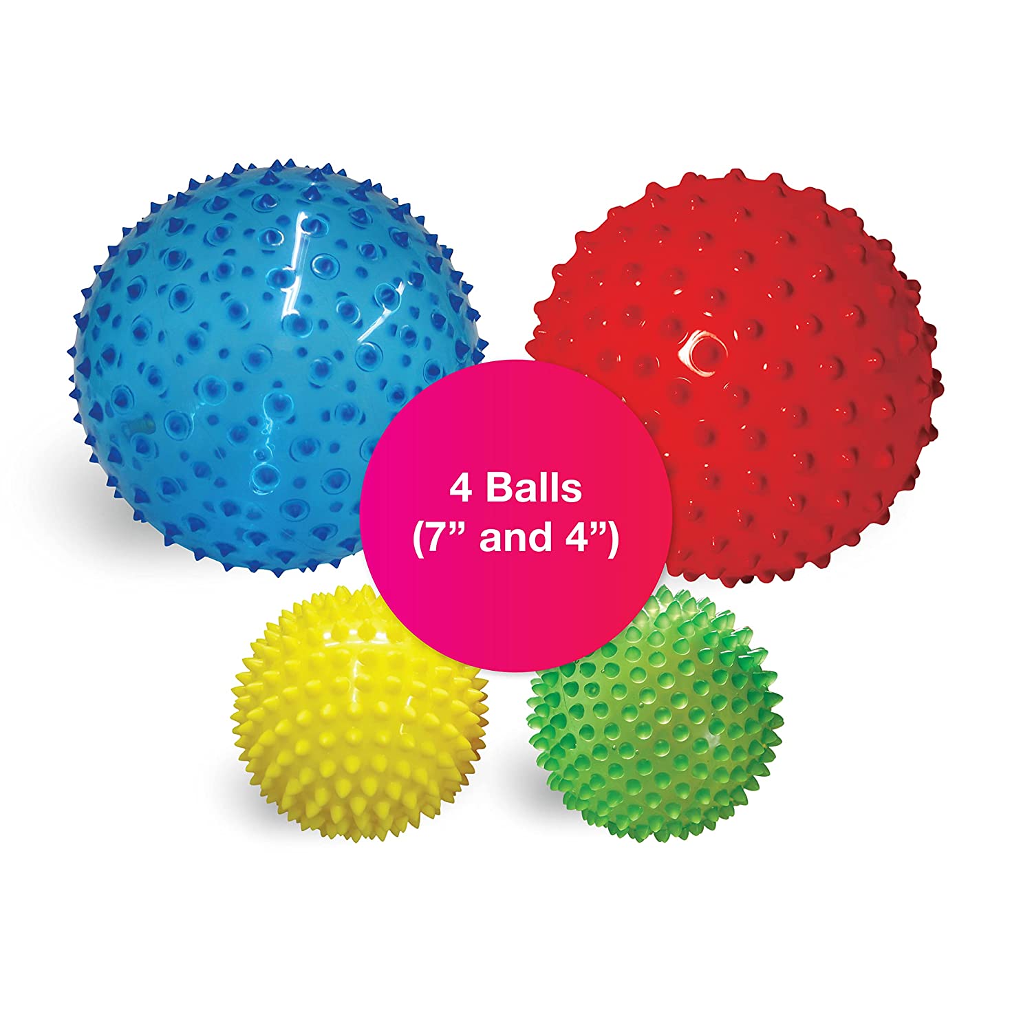 Edushape Sensory Balls for Baby, Mega Pack - Assorted Baby Balls That Help Enhance Gross Motor Skills for Kids Aged 6 Months and Up - Set of 4 Vibrant Colorful and Unique Textured Balls for Baby