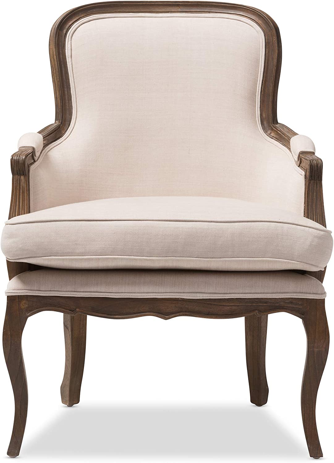 Baxton Studio Napoleon Traditional French Accent Chair, Ash