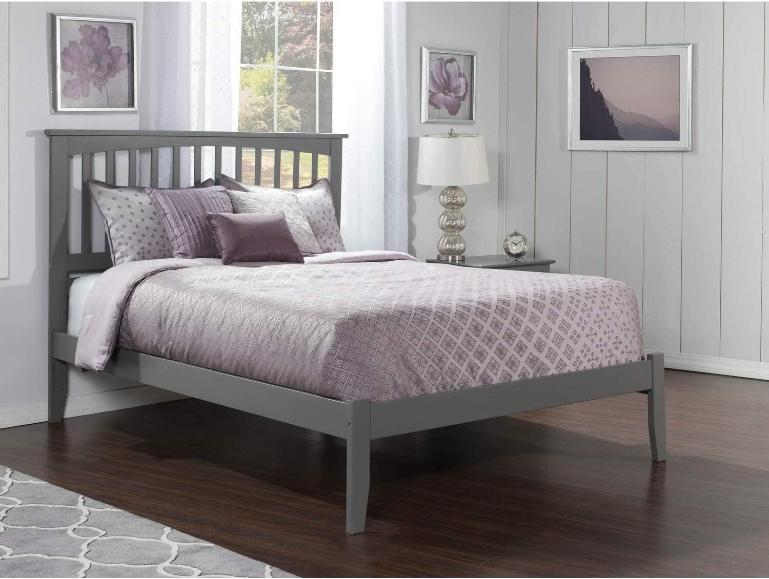AFI Mission Platform Bed with Open Footboard and Turbo Charger, Queen, Grey