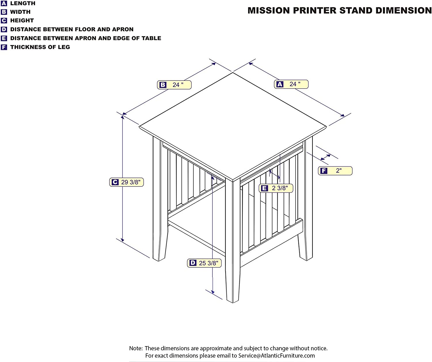 AFI Mission Printer Stand, Brown