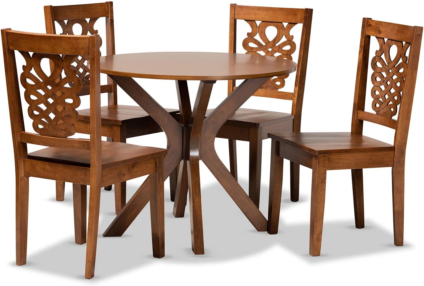 Baxton Studio Liese Modern and Contemporary Transitional Walnut Brown Finished Wood 5-Piece Dining Set