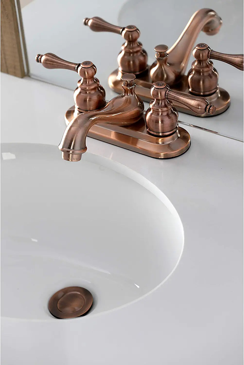 Kingston Brass KB606AL Restoration 4&#34; Centerset Bathroom Faucet, Antique Copper