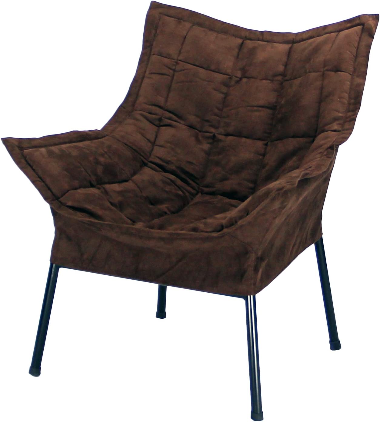 Casual Home Milano Chair with Black Metal Frame and Microsuede Outer Cover, Brown
