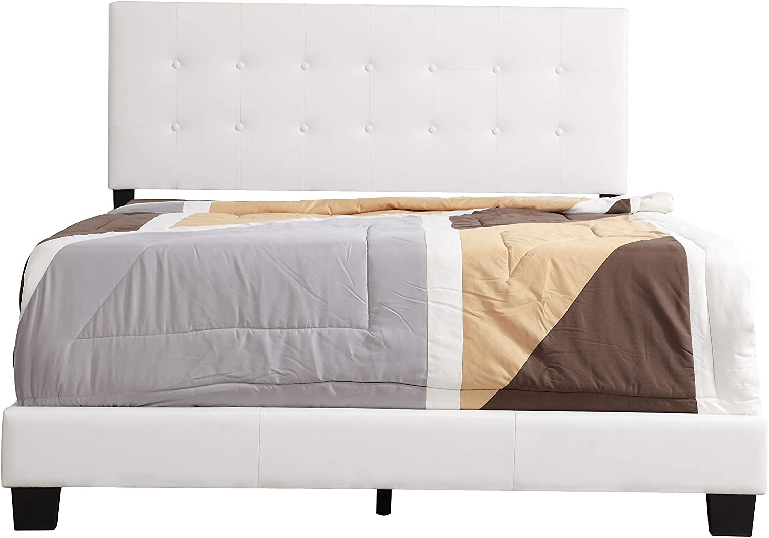 Glory Furniture Caldwell Full, White Upholstered bed,