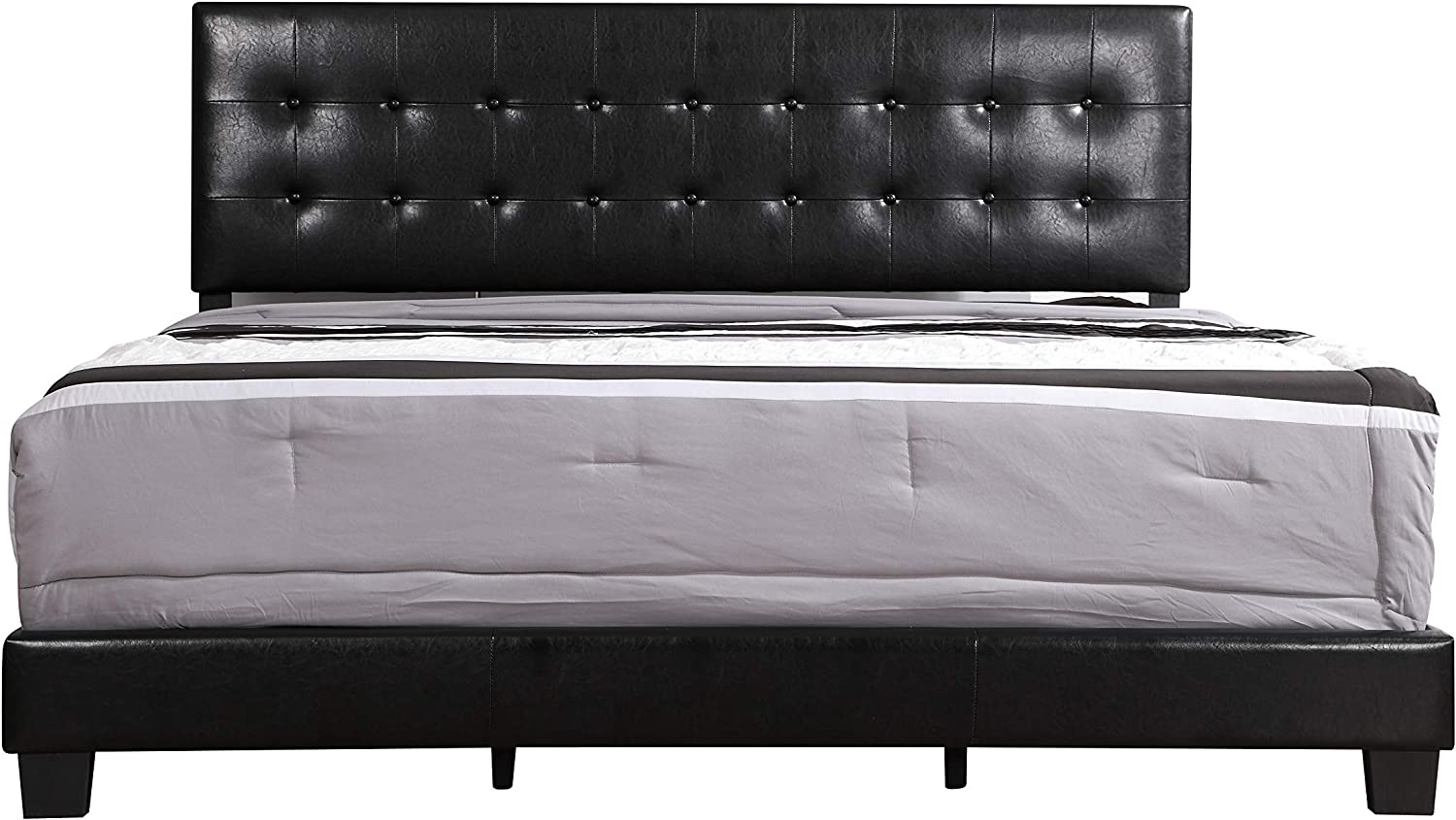 Glory Furniture Caldwell Queen, Black Upholstered bed,