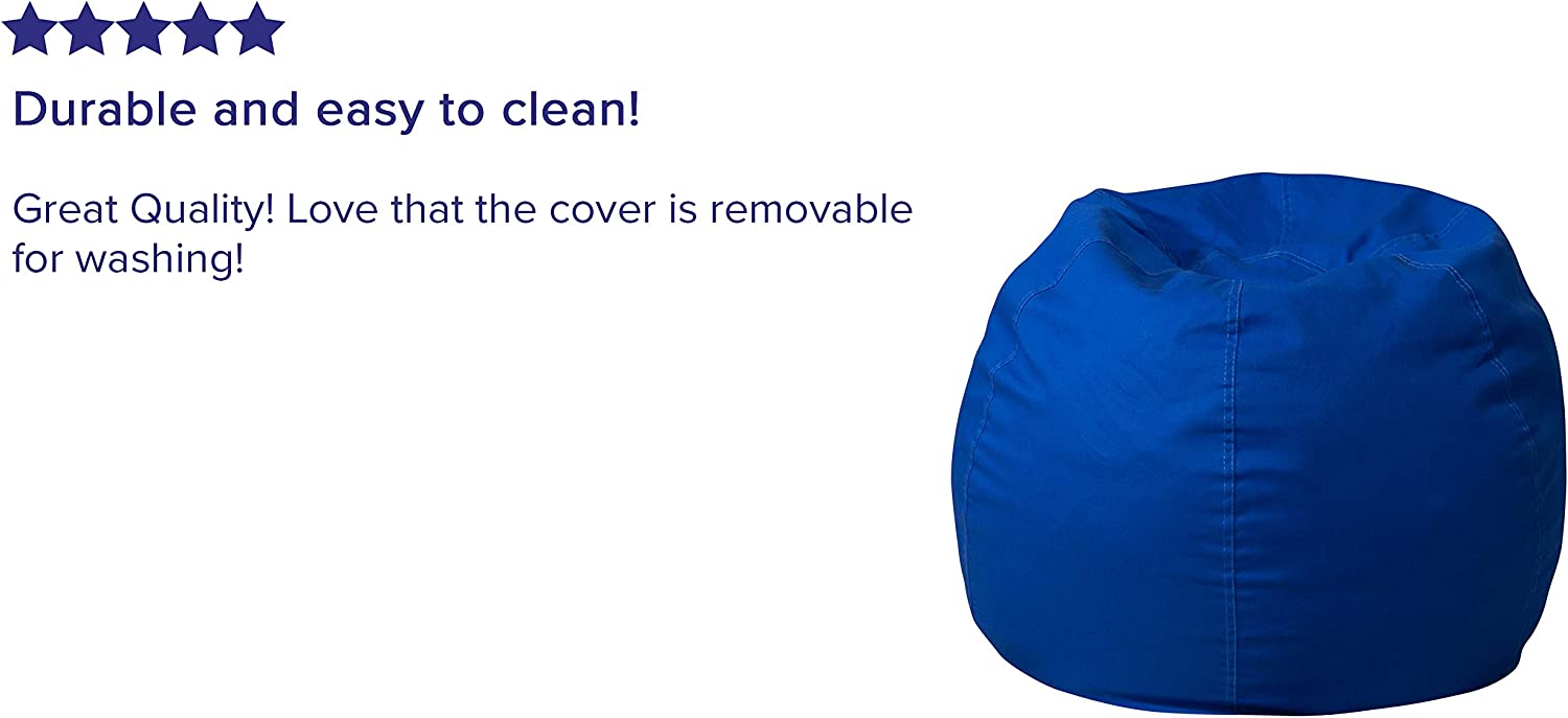 Flash Furniture Small Solid Royal Blue Bean Bag Chair for Kids and Teens