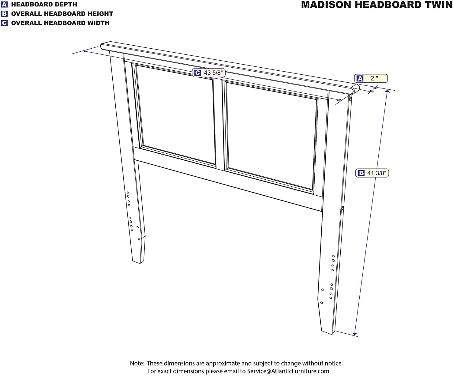 Atlantic Furniture AR286829 Madison Headboard, Twin, Grey