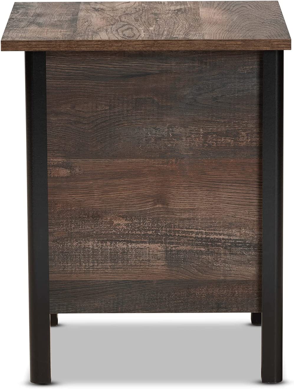 Baxton Studio Vaughan Modern and Contemporary Two-Tone Rustic Brown and Black Finished Wood Nightstand