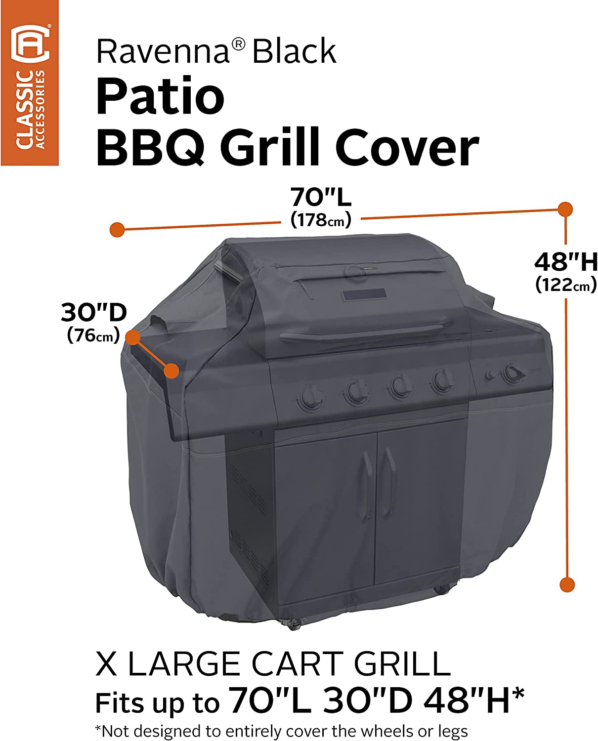 Classic Accessories Ravenna Water-Resistant 70 Inch BBQ Grill Cover