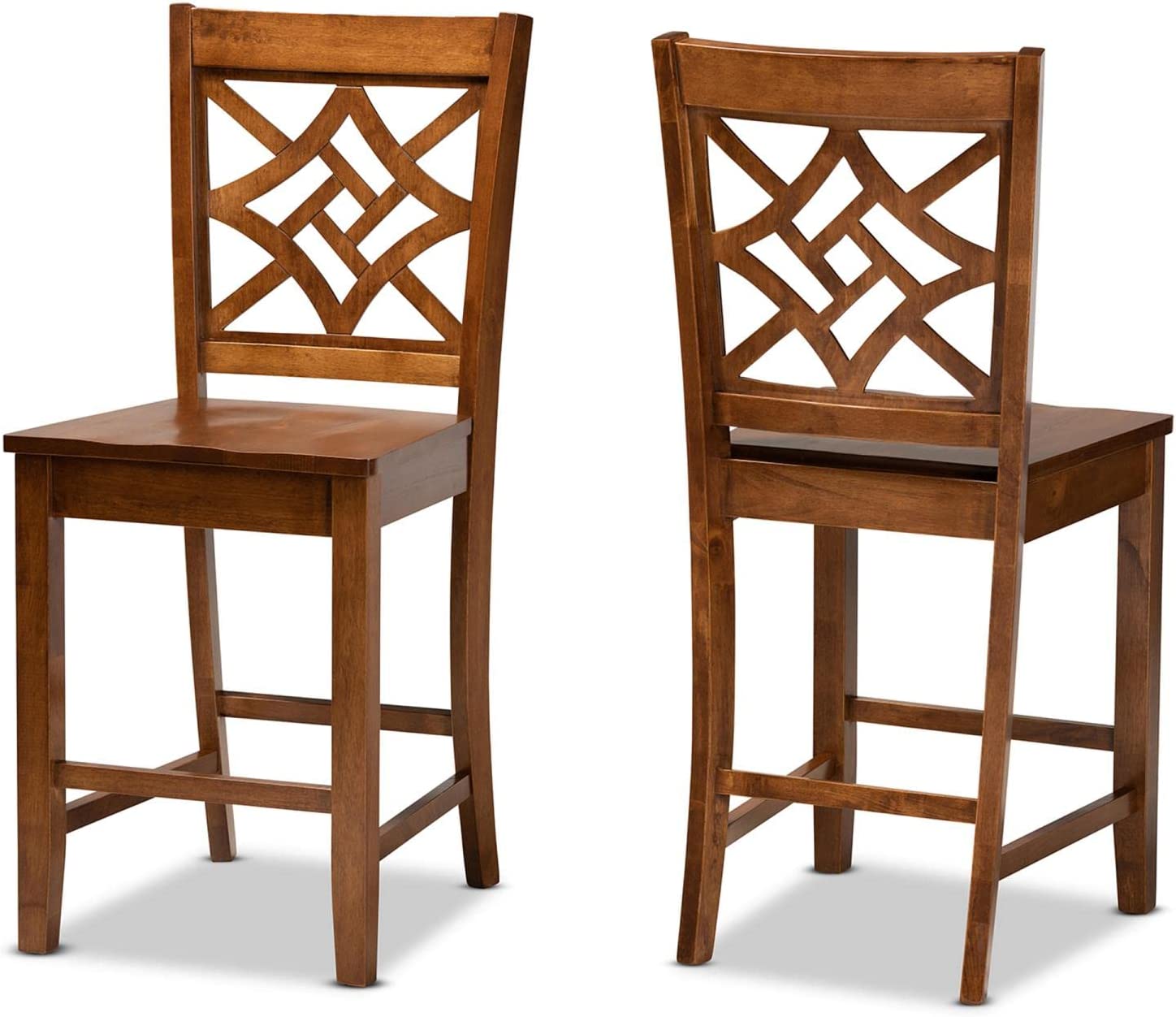 Baxton Studio Nicolette Modern and Contemporary Transitional Walnut Brown Finished Wood 2-Piece Counter Stool Set