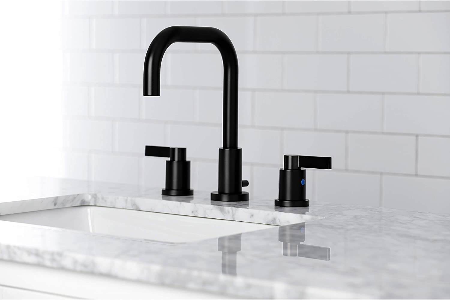 Kingston Brass FSC8930NDL NuvoFusion Widespread Bathroom Faucet, Matte Black