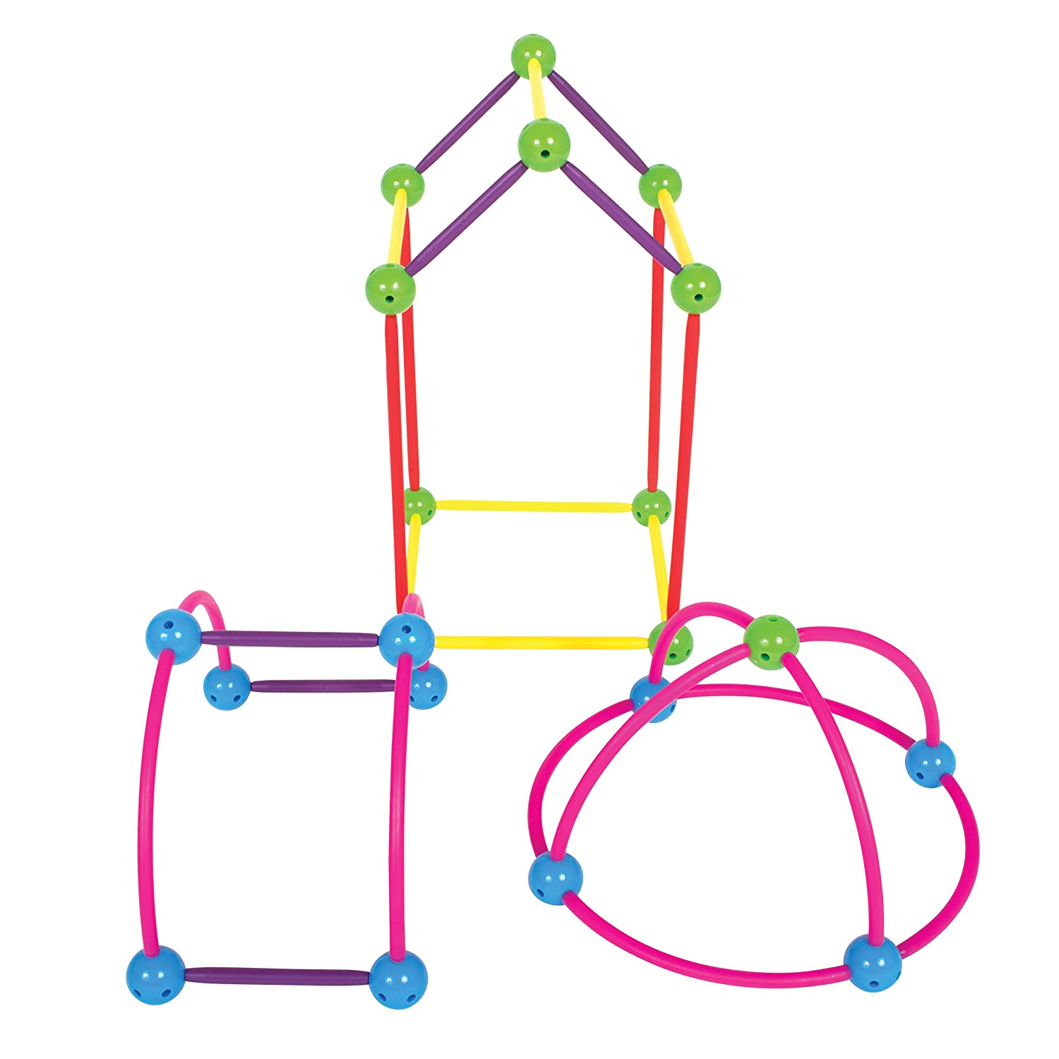 edxeducation Skeletal Starter Geo Set - 144 Multicolored Pieces - 20 Double-Sided Activity Cards - STEM Building Toy for Ages 3+ - Construct Geometric 2D and 3D Shapes