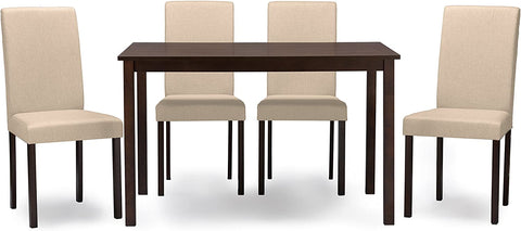 Baxton Studio Andrew 5-Piece Dining Set, Beige