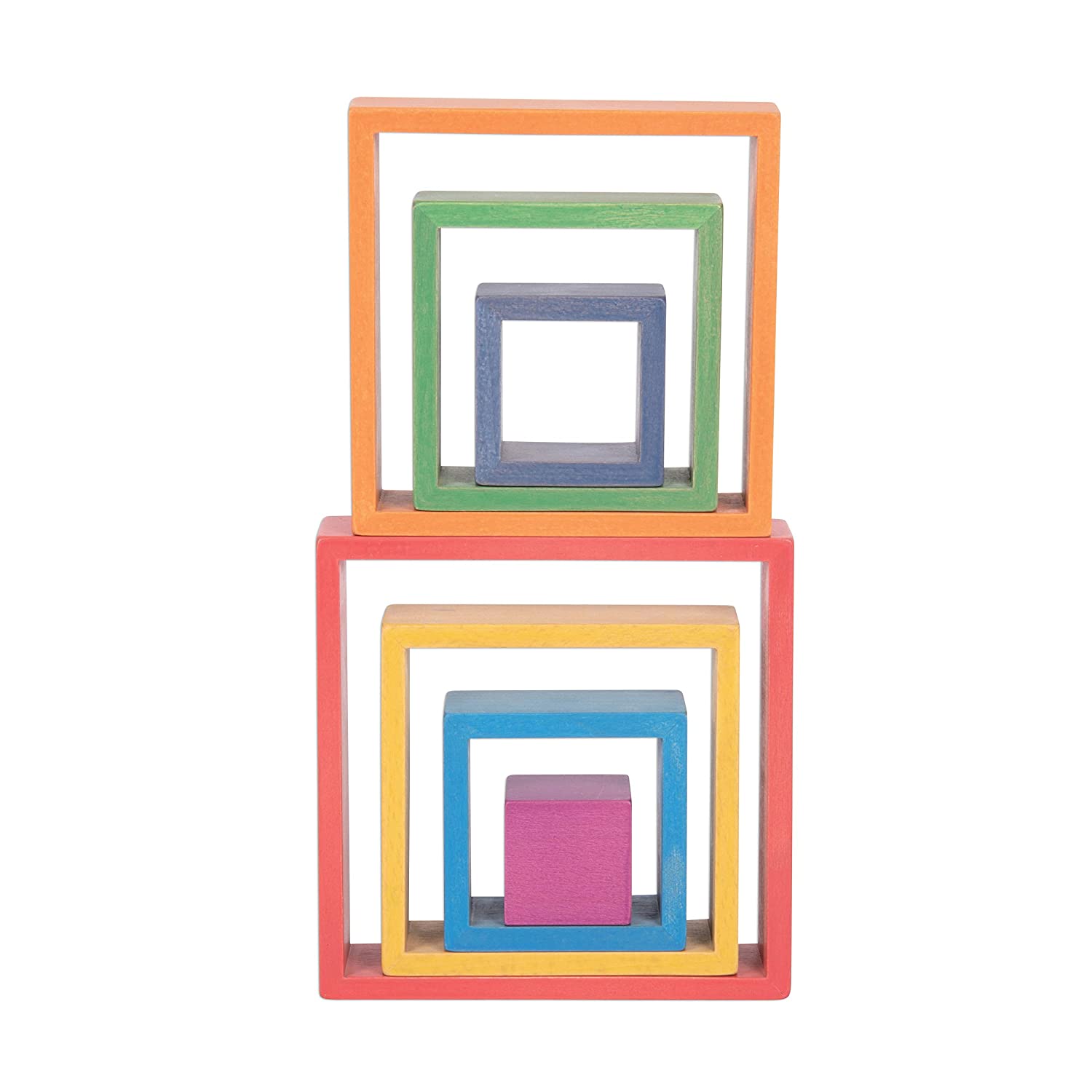 TickiT - 73416 Wooden Rainbow Architect Squares - Nesting Puzzle - Stacking Blocks for Ages 12M+