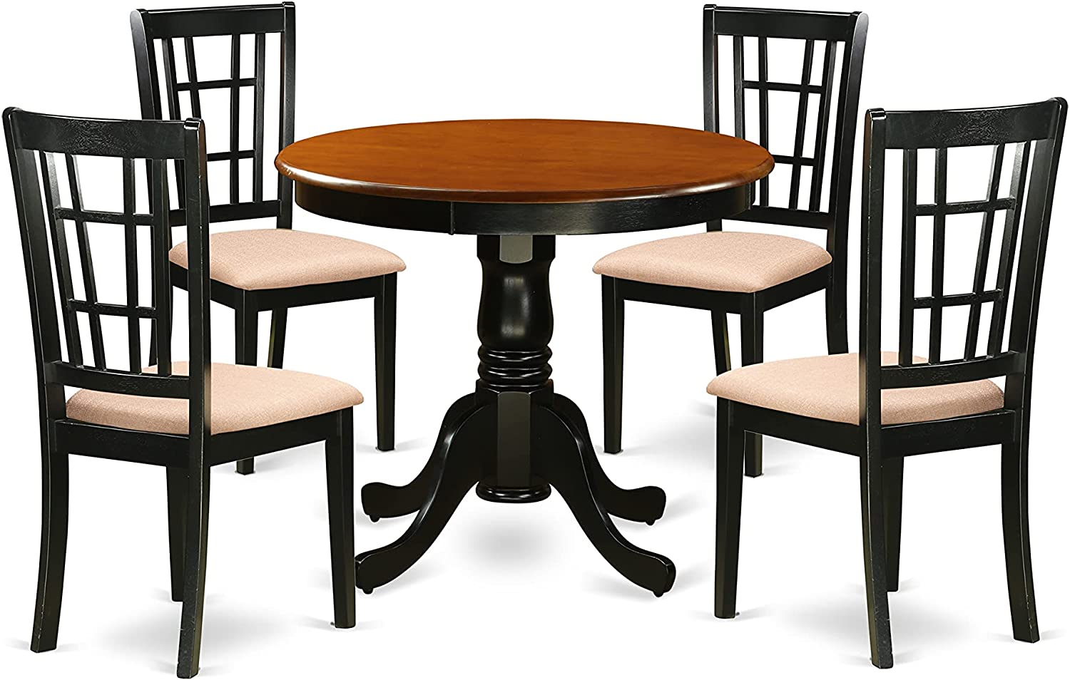 East West Furniture ANNI5-BLK-C Dining Table Set, 5-Piece