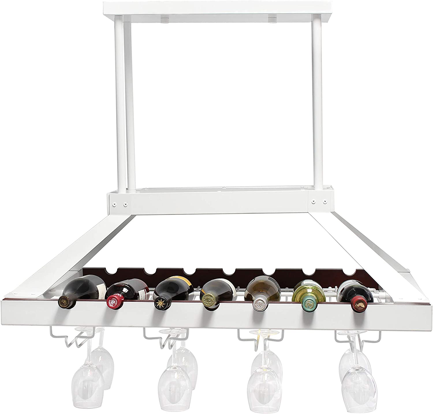Elegant Designs WR1000-WHT LED 2 Light Overhead Wine Rack, White