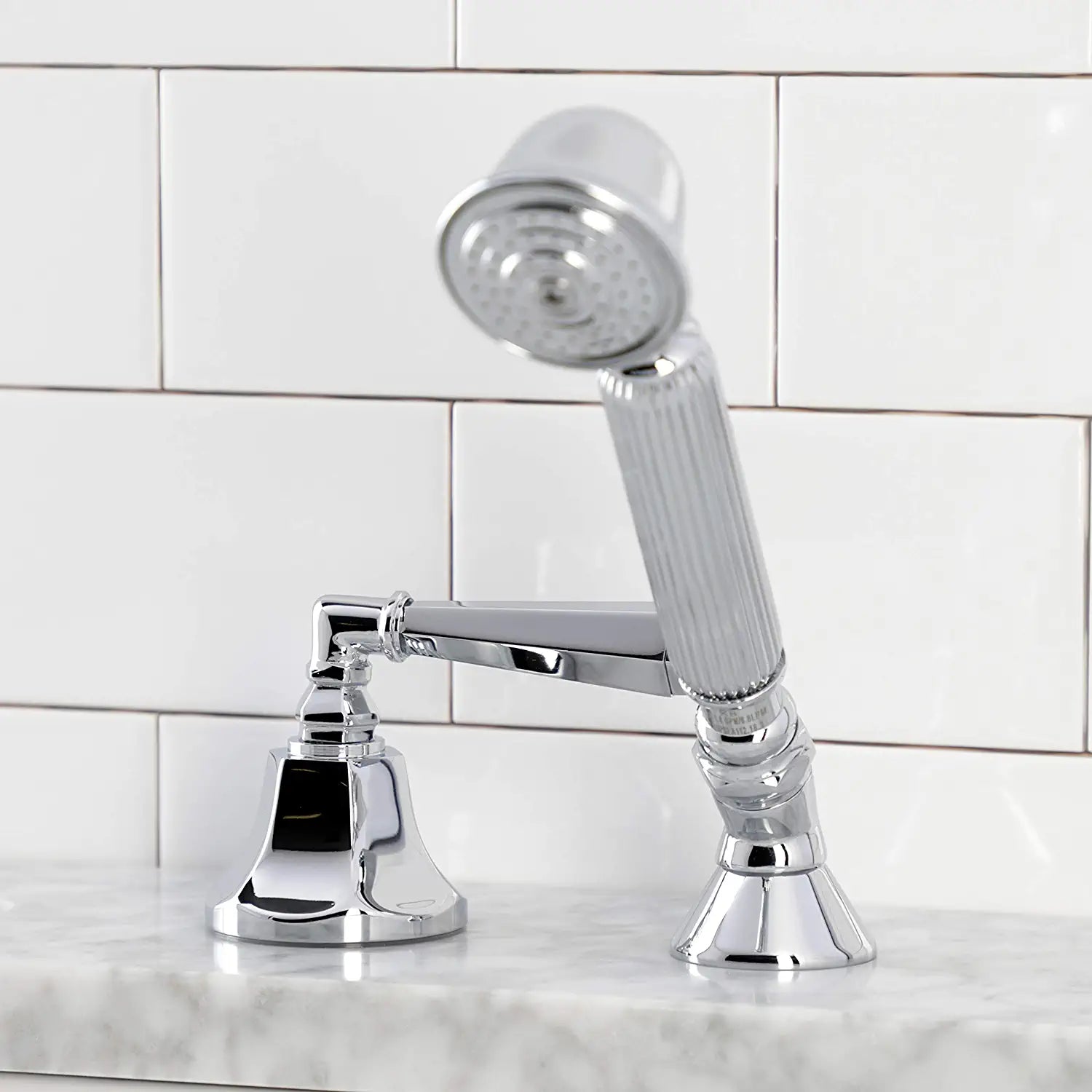 Kingston Brass KSK4301HLTR Deck Mount Hand Shower with Diverter for Roman Tub Faucet, Polished Chrome