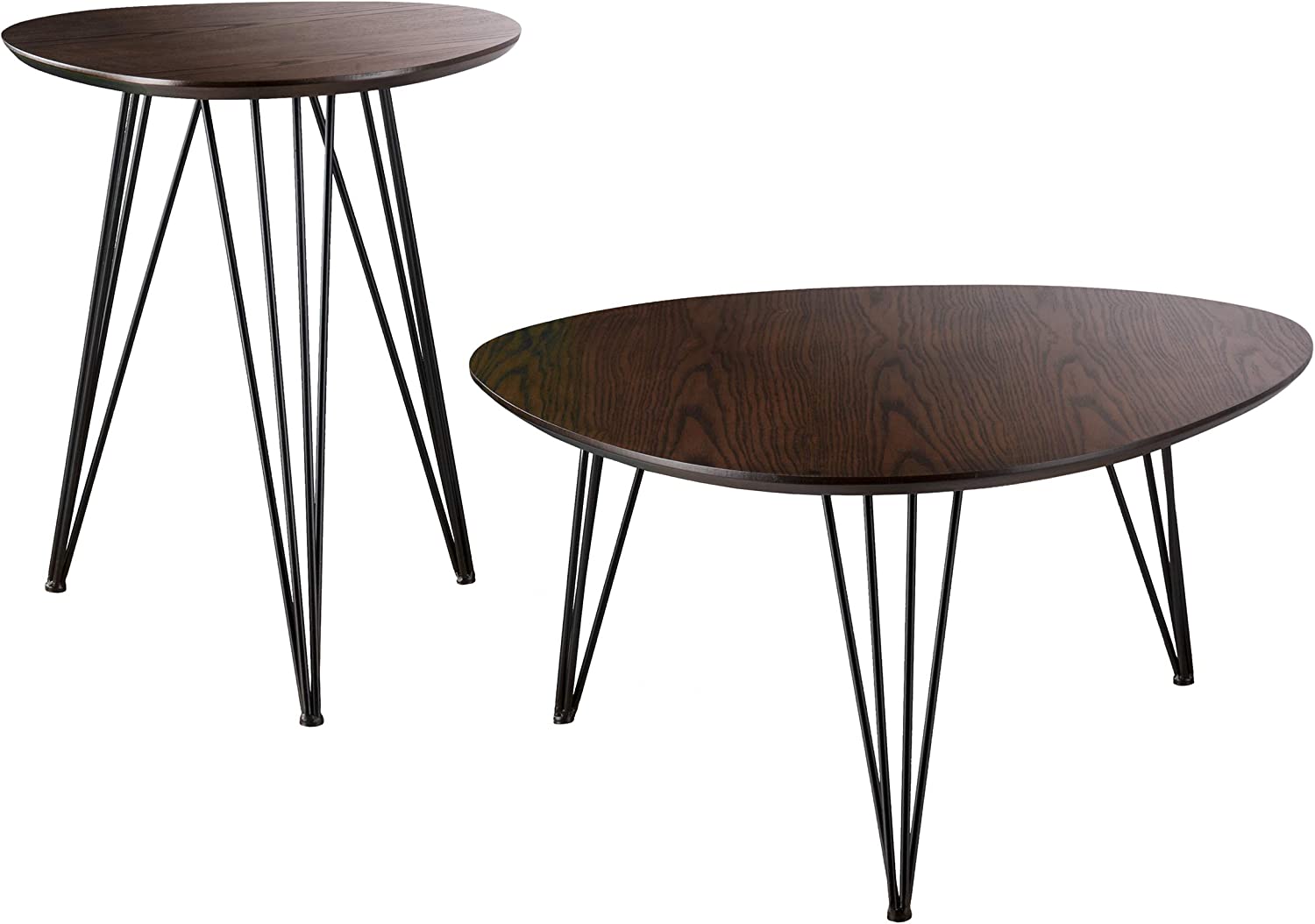 SEI Furniture Bannock Accent Table - Set of 2, Small &amp; Large Tables - Dark Tobacco w/Black Finish
