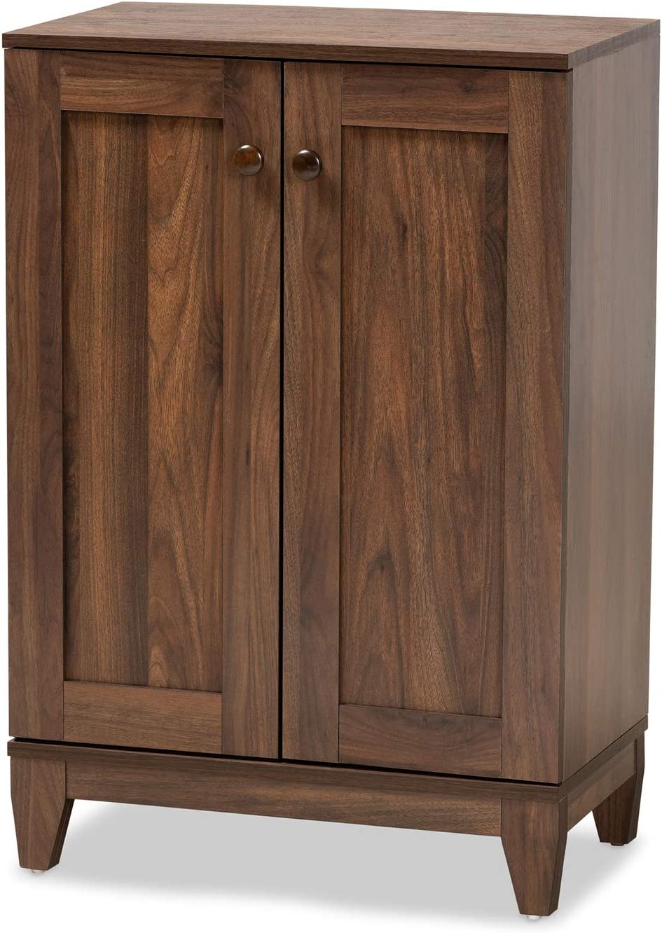 Baxton Studio Nissa Modern and Contemporary Walnut Brown Finished Wood 2-Door Shoe Storage Cabinet