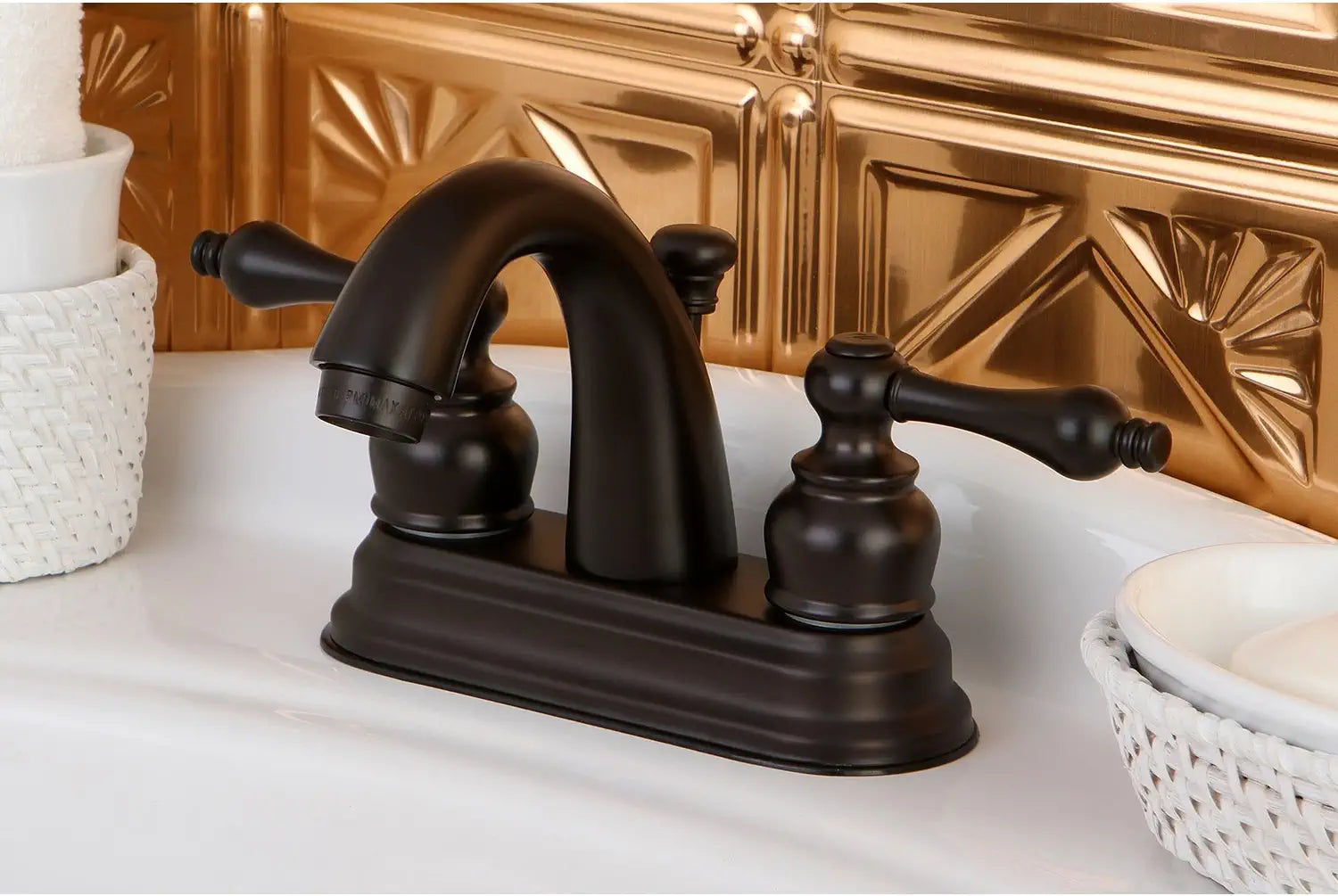 Kingston Brass KB5615AL Restoration 4-Inch Centerset Lavatory Faucet, Oil Rubbed Bronze