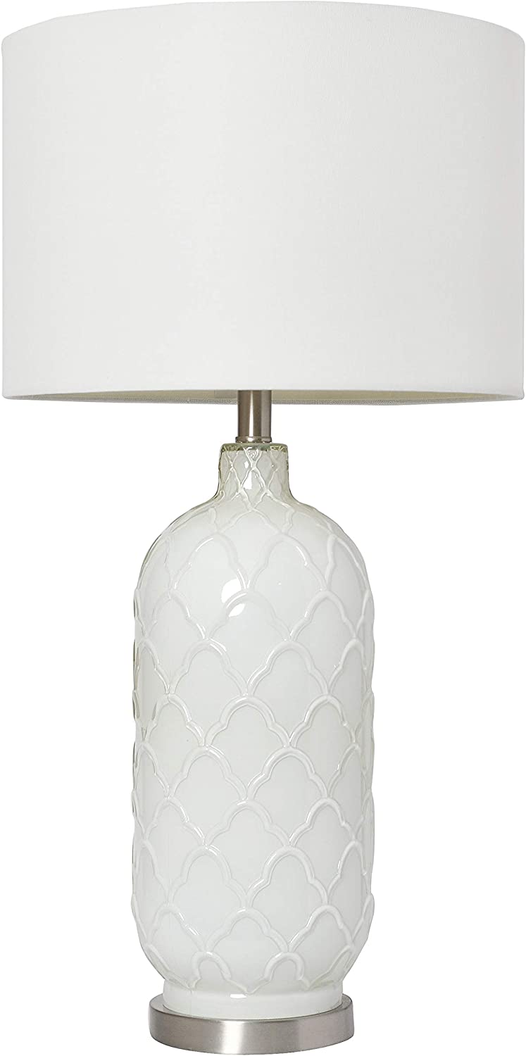 Elegant Designs LT3322-WHT Glass Table Lamp, White