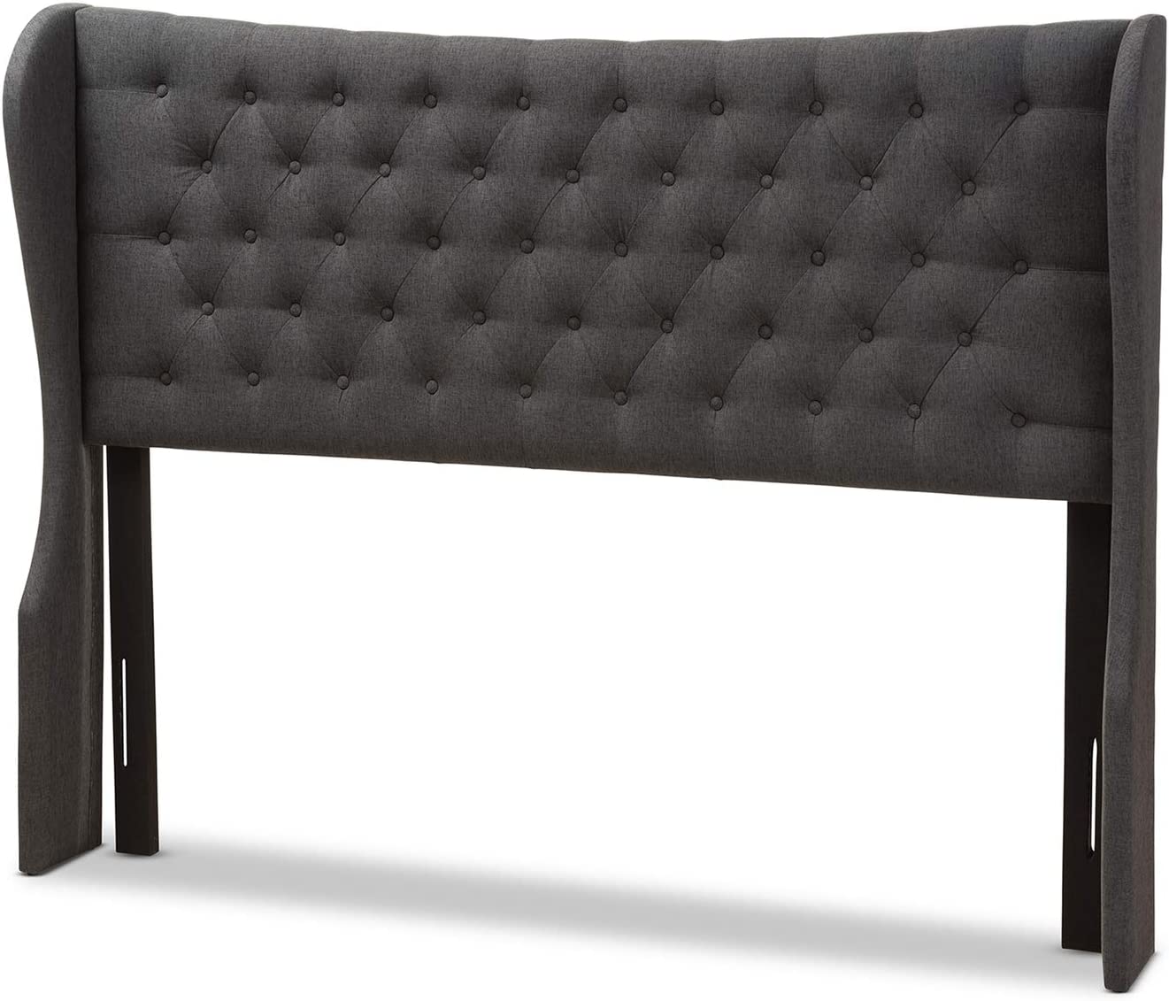 Baxton Studio Cadence King Winged Panel Headboard in Dark Gray