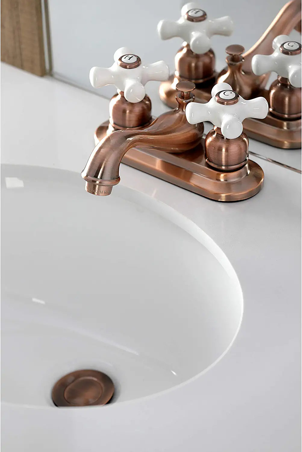 Kingston Brass KB606PX Restoration 4&#34; Centerset Bathroom Faucet, Antique Copper