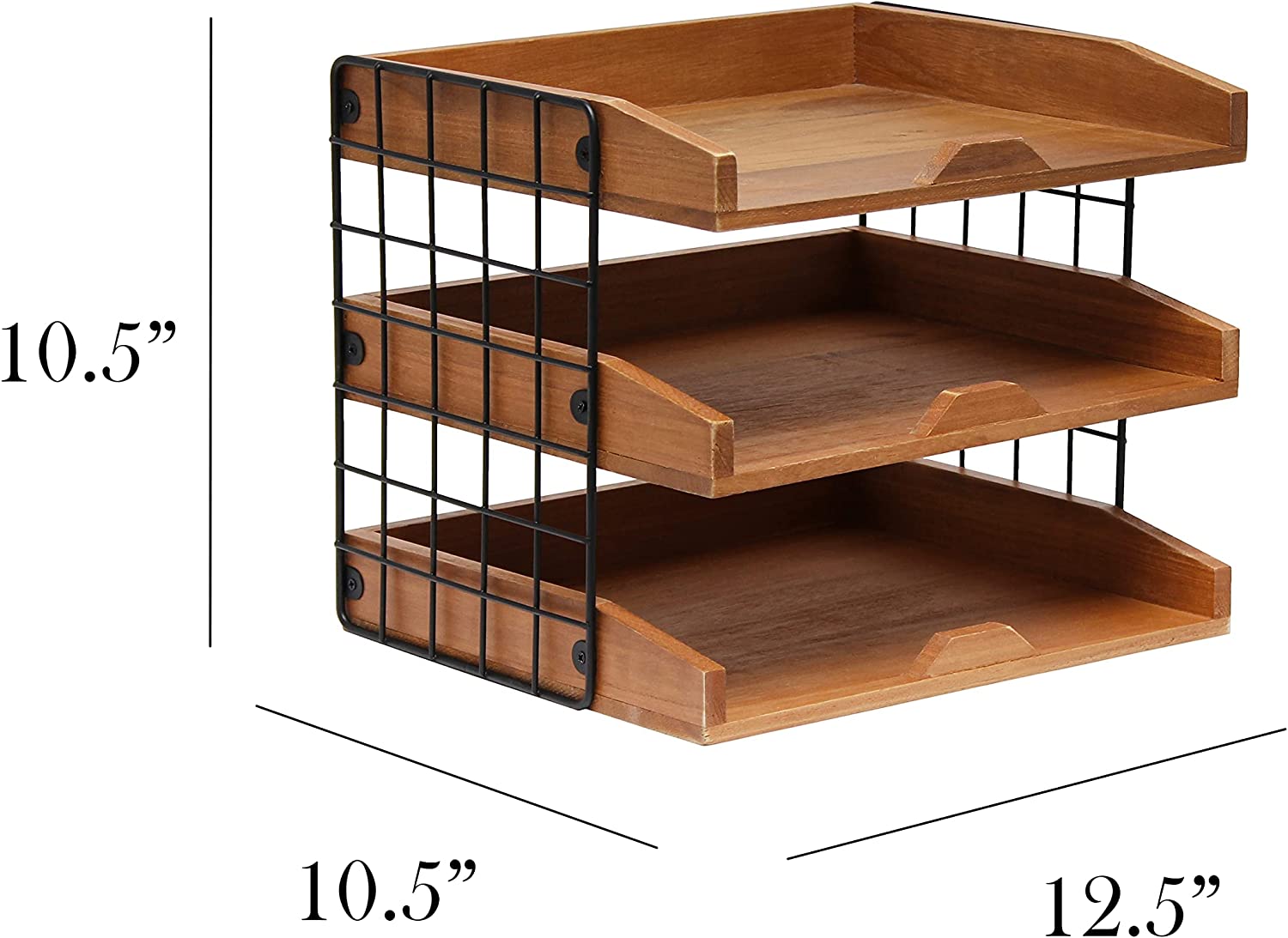 Elegant Designs HG1022-NWD Home Office Wood Desk Organizer Mail Letter Tray with 3 Shelves, Natural Wood