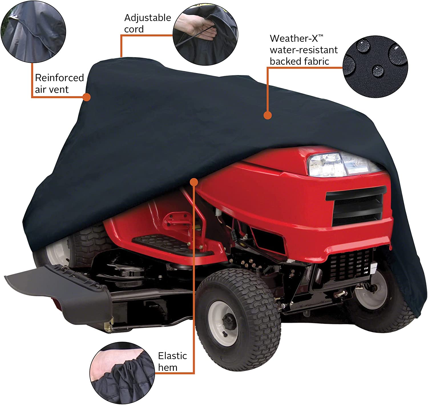 Classic Accessories Lawn Tractor Cover, Up to 62&#34; Decks Black