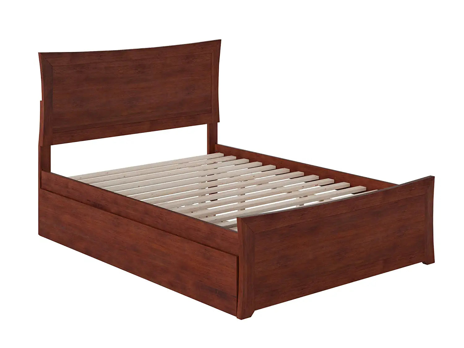 AFI Metro Platform Bed with Matching Footboard and Turbo Charger with Twin Size Urban Trundle, Full, Walnut