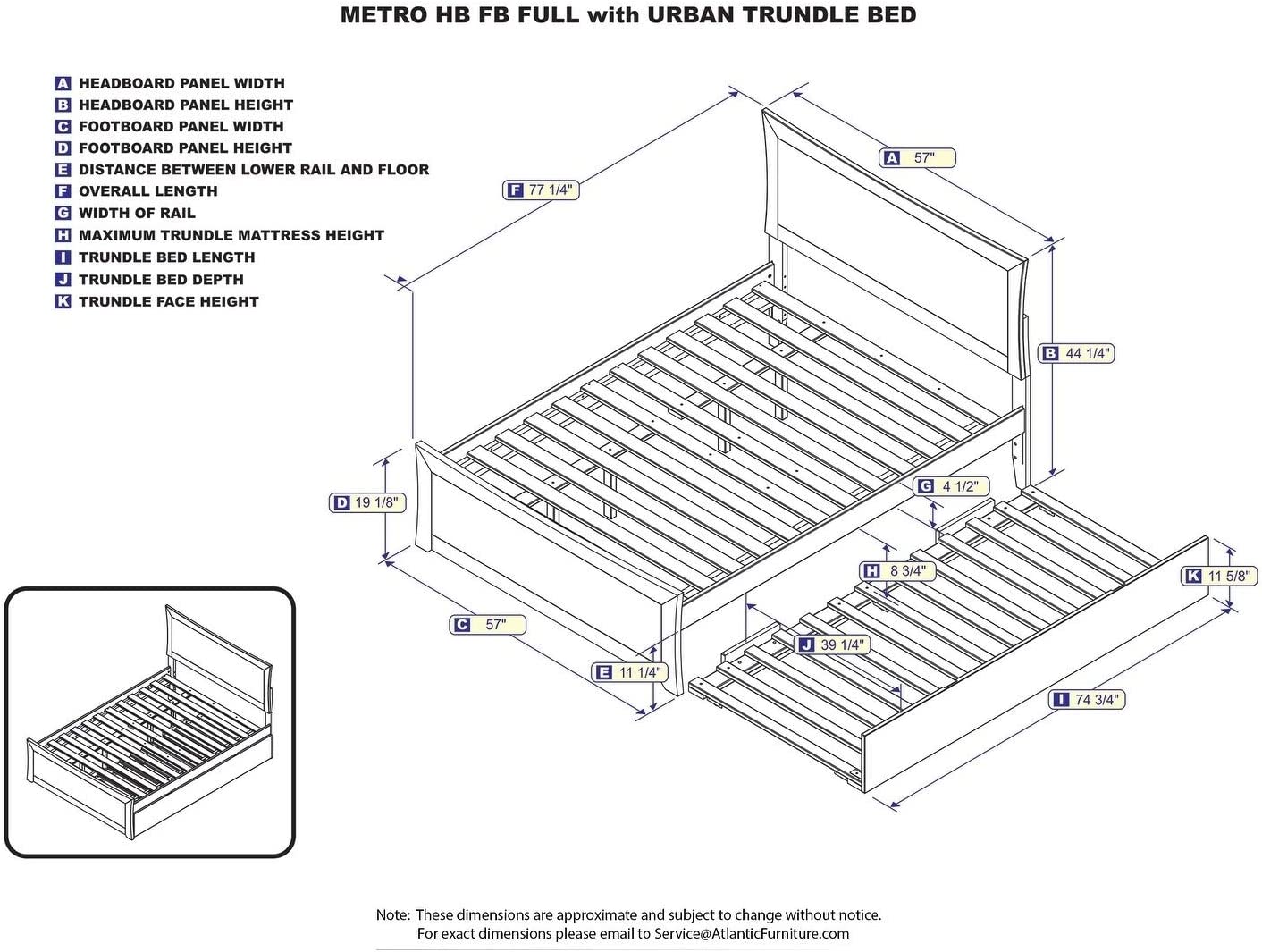 AFI AR9036011 Metro Platform Bed with Matching Foot Board and Twin Size Urban Trundle, Full, Espresso