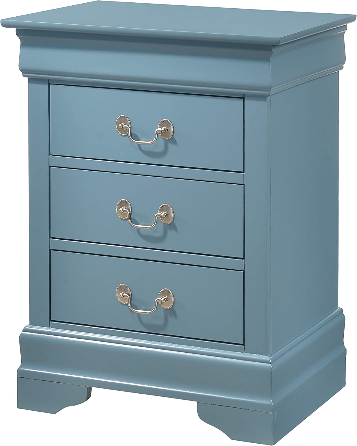 Glory Furniture 3 Drawer Nightstand, 29&#34;H X 21&#34;W X 16&#34;D, Teal