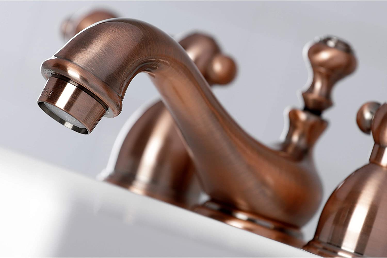 Kingston Brass KS395ALAC Restoration Mini-Widespread Bathroom Faucet, Antique Copper