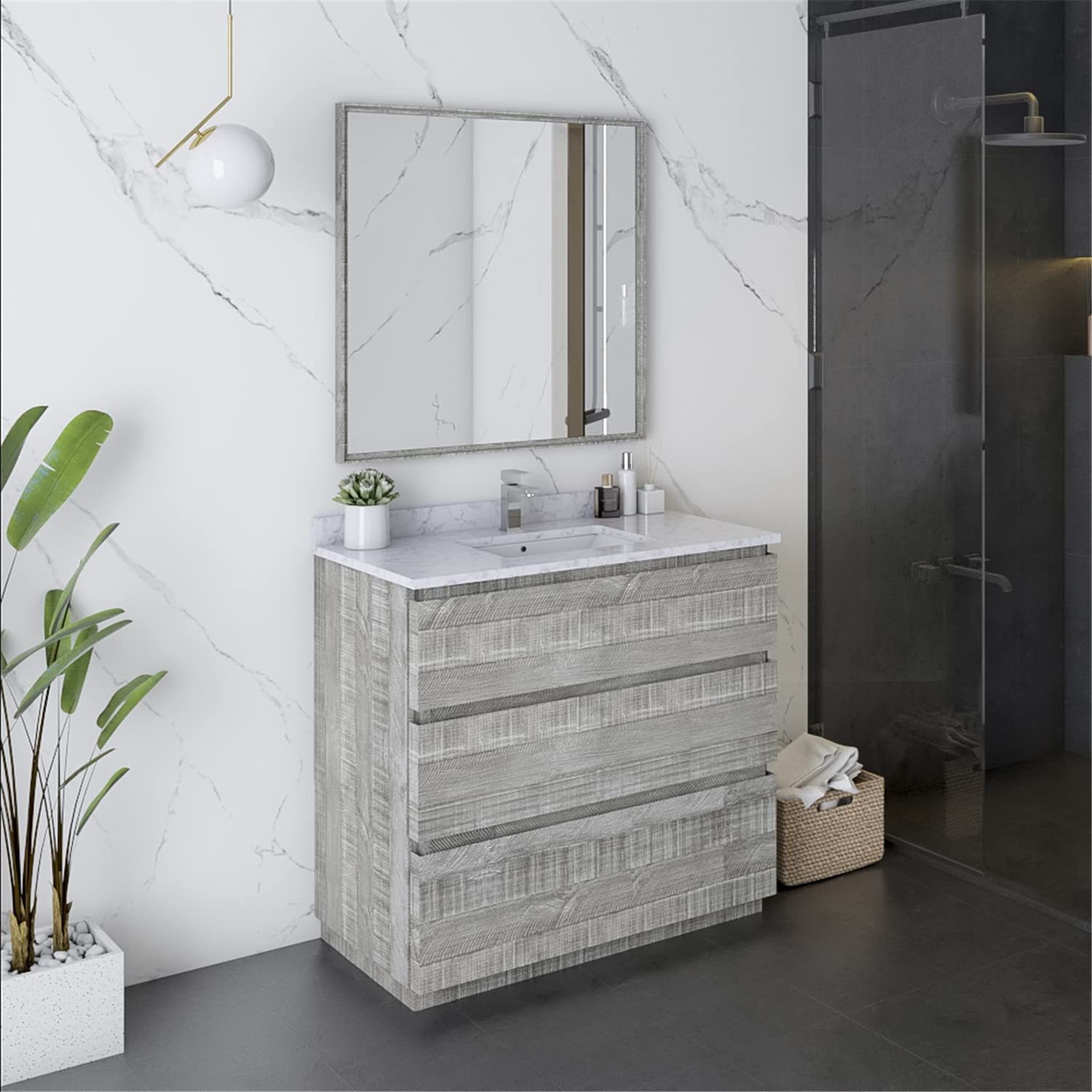 Fresca Formosa 36&#34; Floor Standing Modern Bathroom Vanity w/Mirror in Ash