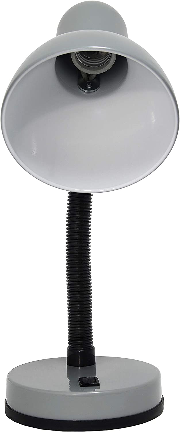 Simple Designs LD1003-SLV Basic Metal Flexible Hose Neck Desk Lamp, Silver
