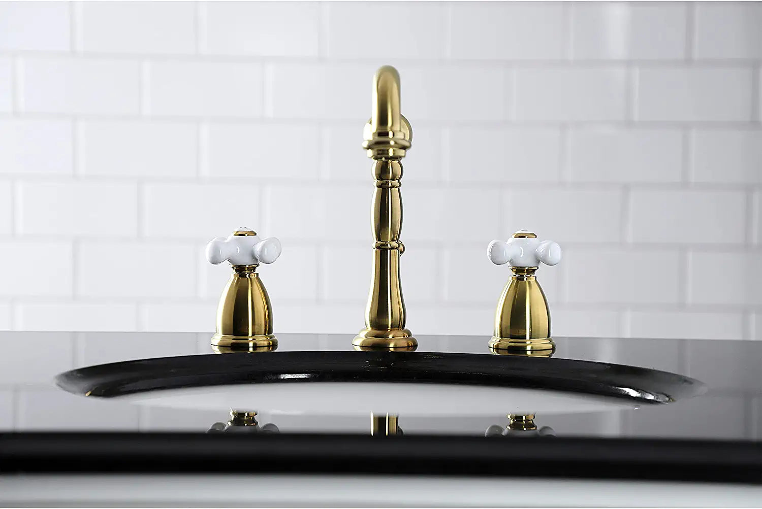 Kingston Brass KB1977PX 8 in. Widespread Bathroom Faucet, Brushed Brass