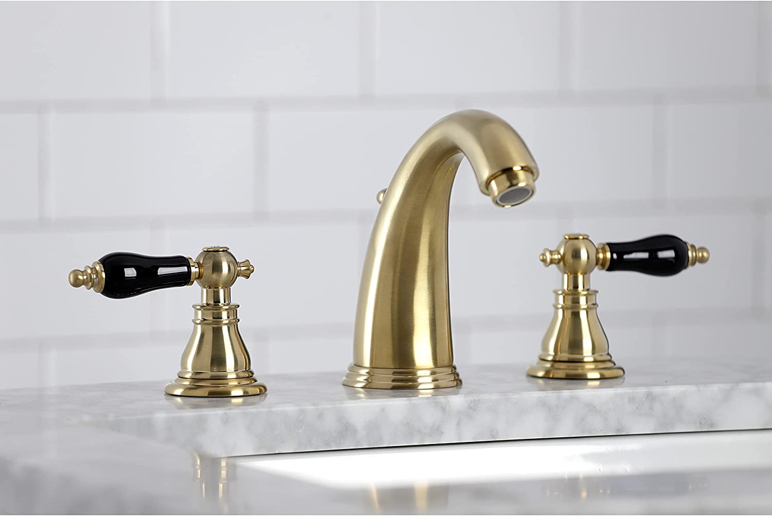 Kingston Brass KB987AKLSB Duchess Widespread Bathroom Faucet, Brushed Brass