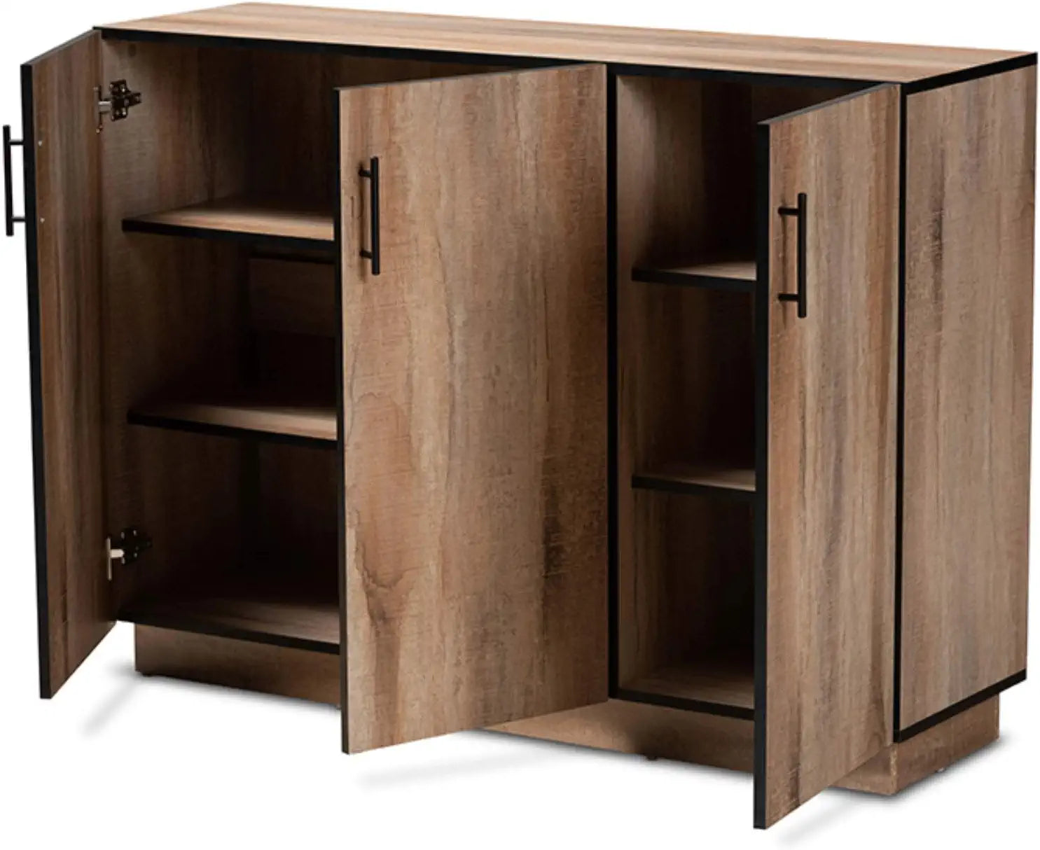 Baxton Studio Patton Modern and Contemporary Natural Oak Finished Wood 3-Door Dining Room Sideboard Buffet