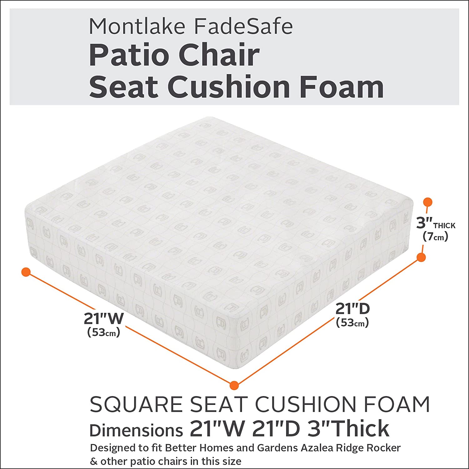 Classic Accessories 21 x 21 x 3 Inch Square Patio Cushion Foam