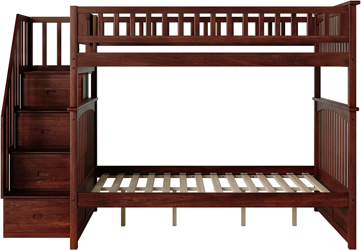 AFI Columbia Staircase Bunk with Turbo Charger, Full Over Full, Walnut