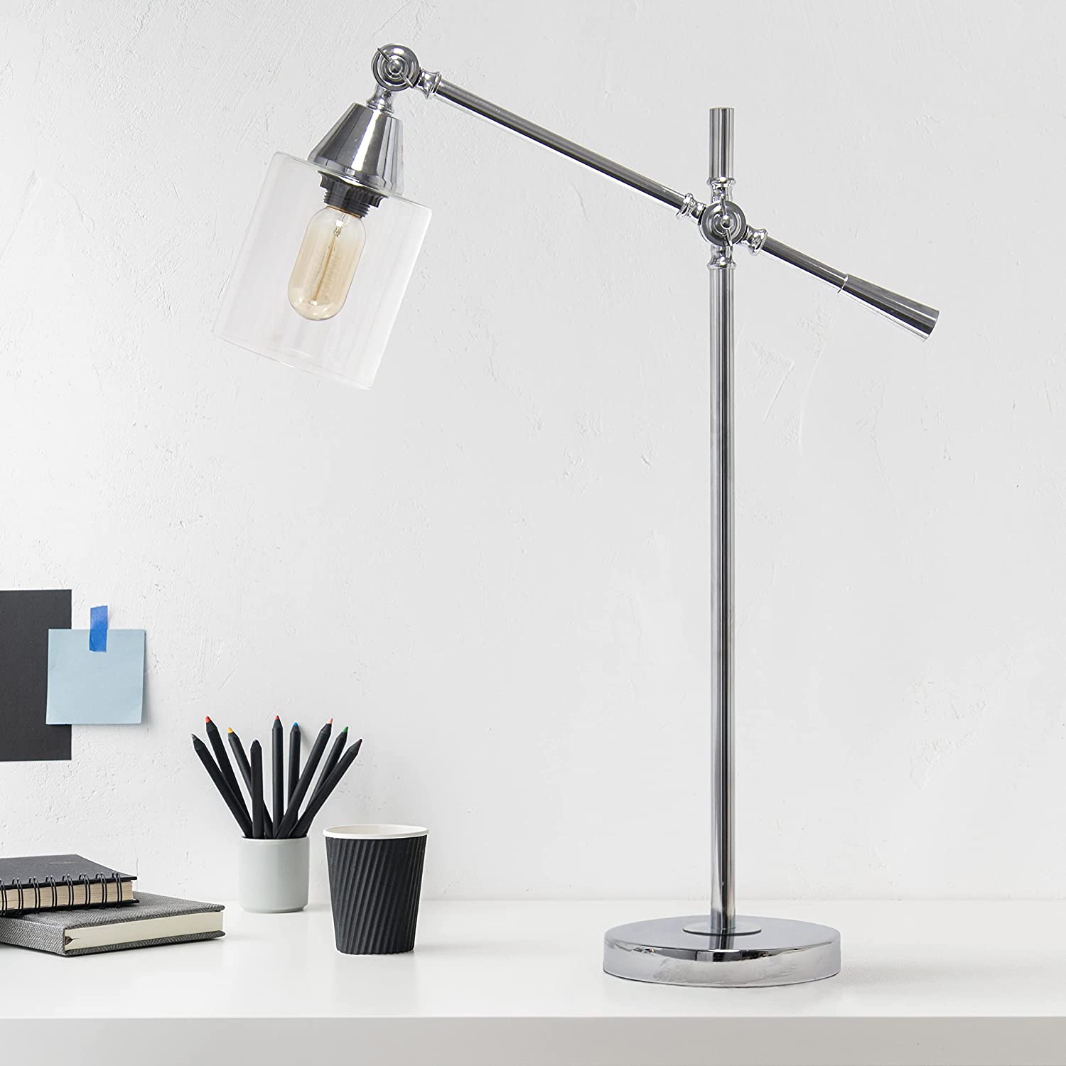 Elegant Designs Tilting Arm Desk Lamp, Chrome