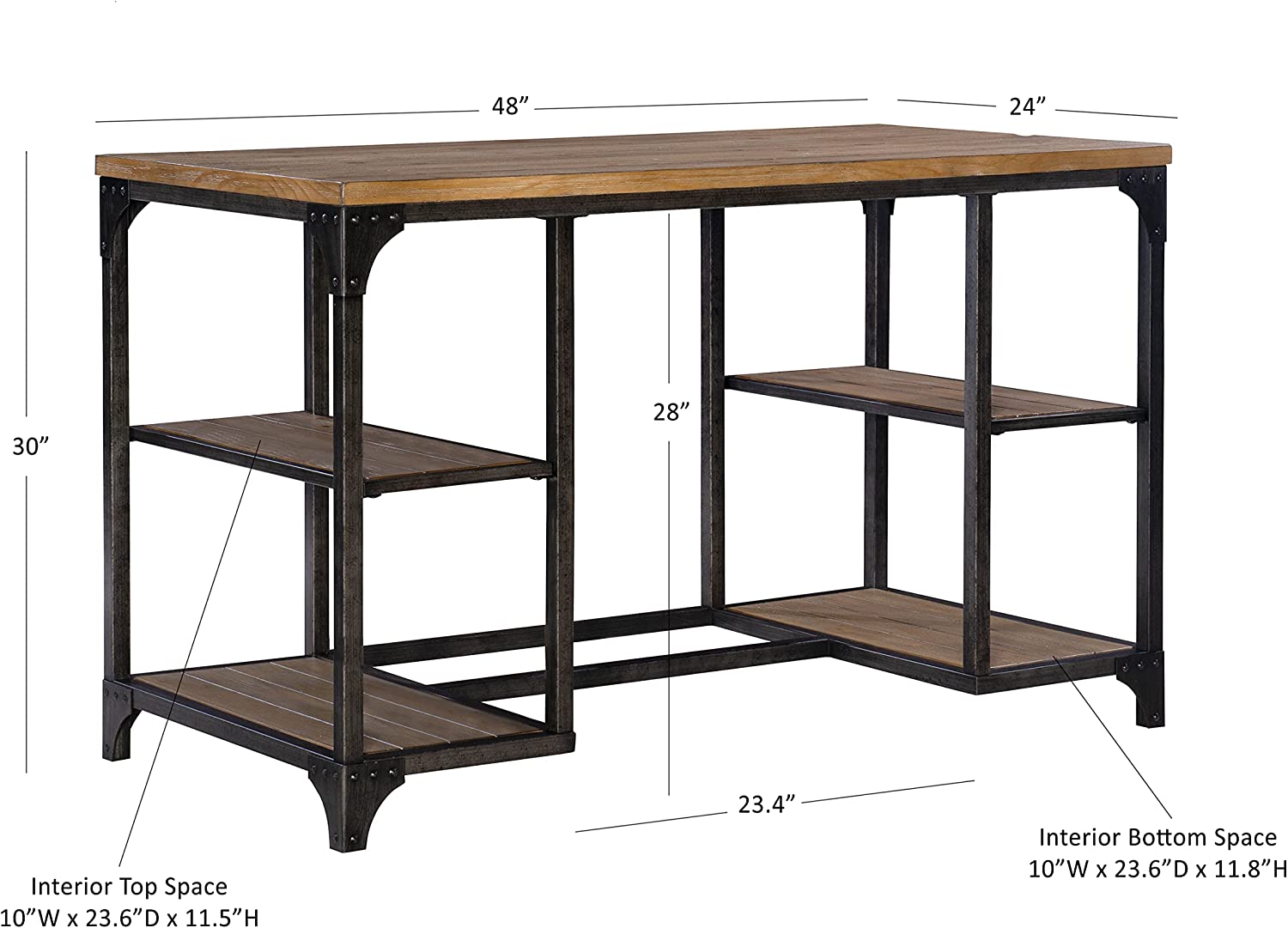 Powell Furniture Benjamin Metal Base Desk, Driftwood,