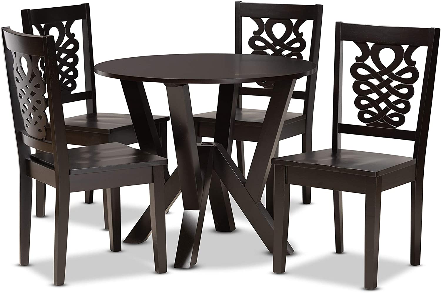 Baxton Studio Valda Modern and Contemporary Transitional Dark Brown Finished Wood 5-Piece Dining Set